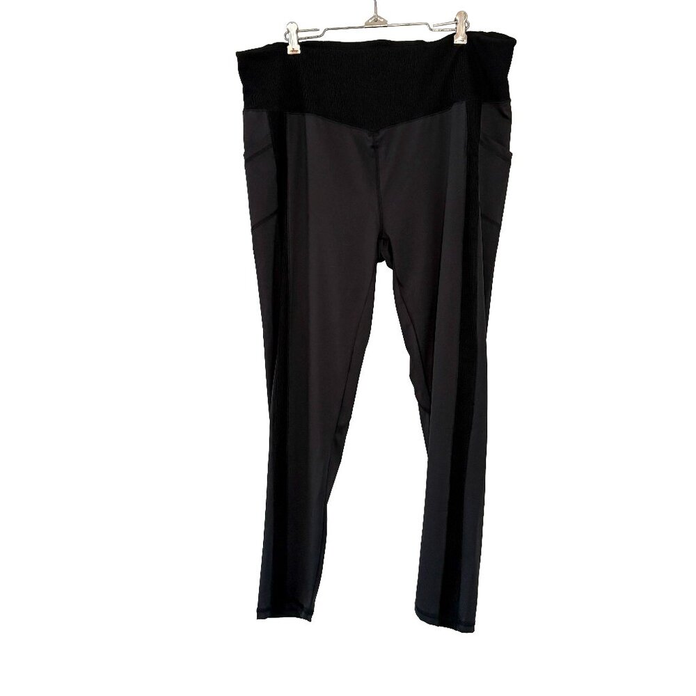 White Birch Black Leggings w/ Side Pockets & Stripe‎ Size 3XL